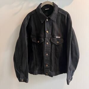 Vtg Palmettos Black 100% Cotton Denim Jacket Size L